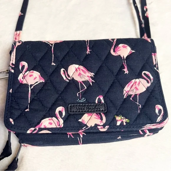 Vera Bradley Navy Blue Pink Flamingo Fiesta RFID 3-in-1